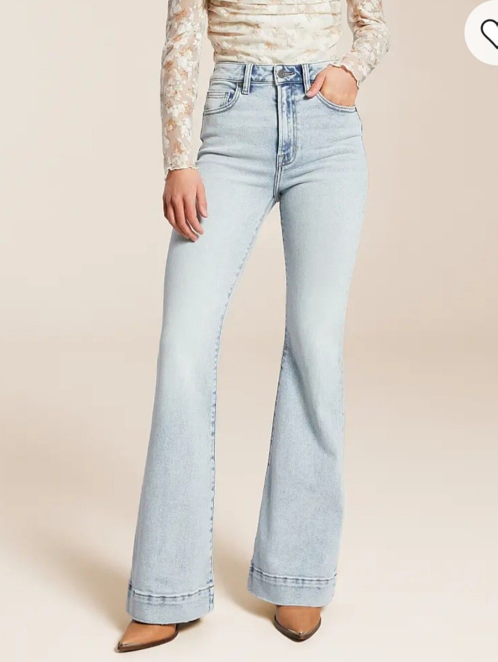 Hidden High-Rise Light Wash Flare Jeans - Women